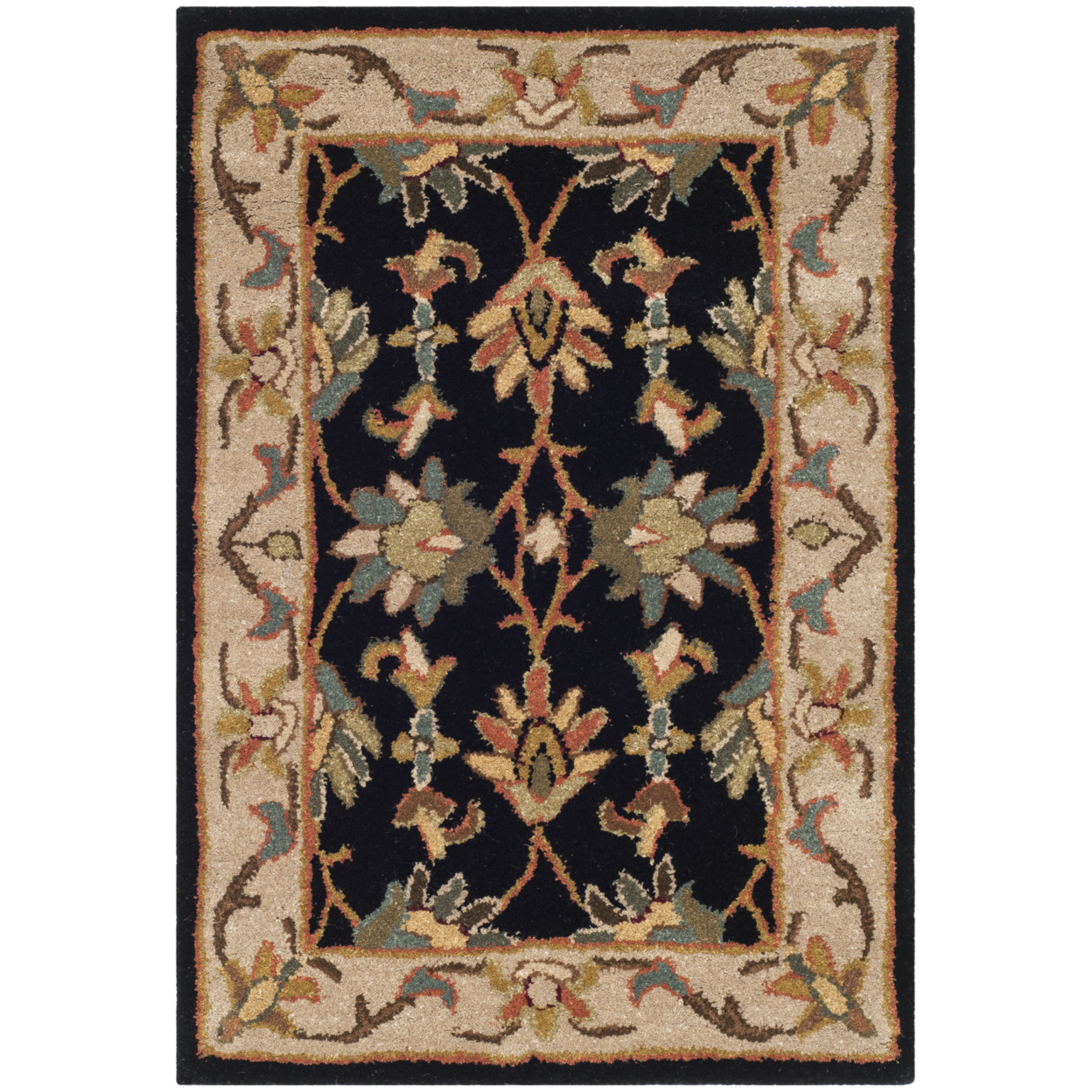 SAFAVIEH Heritage Valery Oriental Wool Area Rug, Black/Beige, 2' x 3'