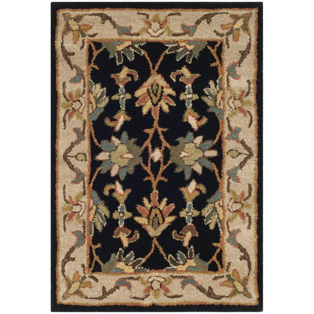 SAFAVIEH Heritage Valery Oriental Wool Area Rug, Black/Beige, 2' x 3'
