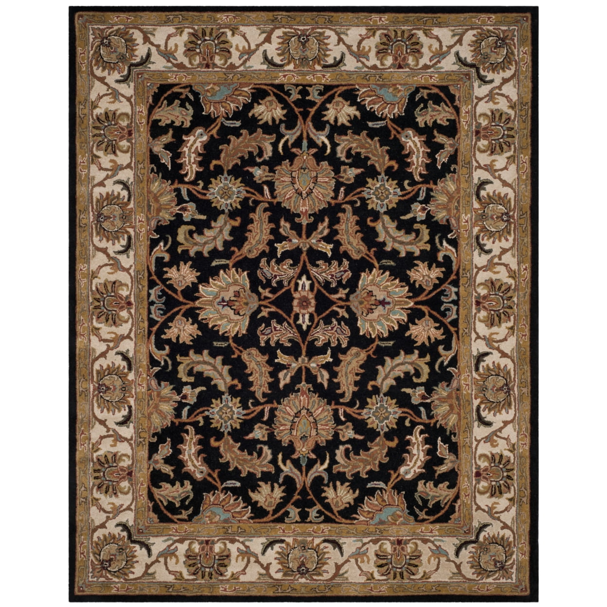 SAFAVIEH Heritage Valery Traditional Wool Area Rug, Black/Beige, 11' x 17'