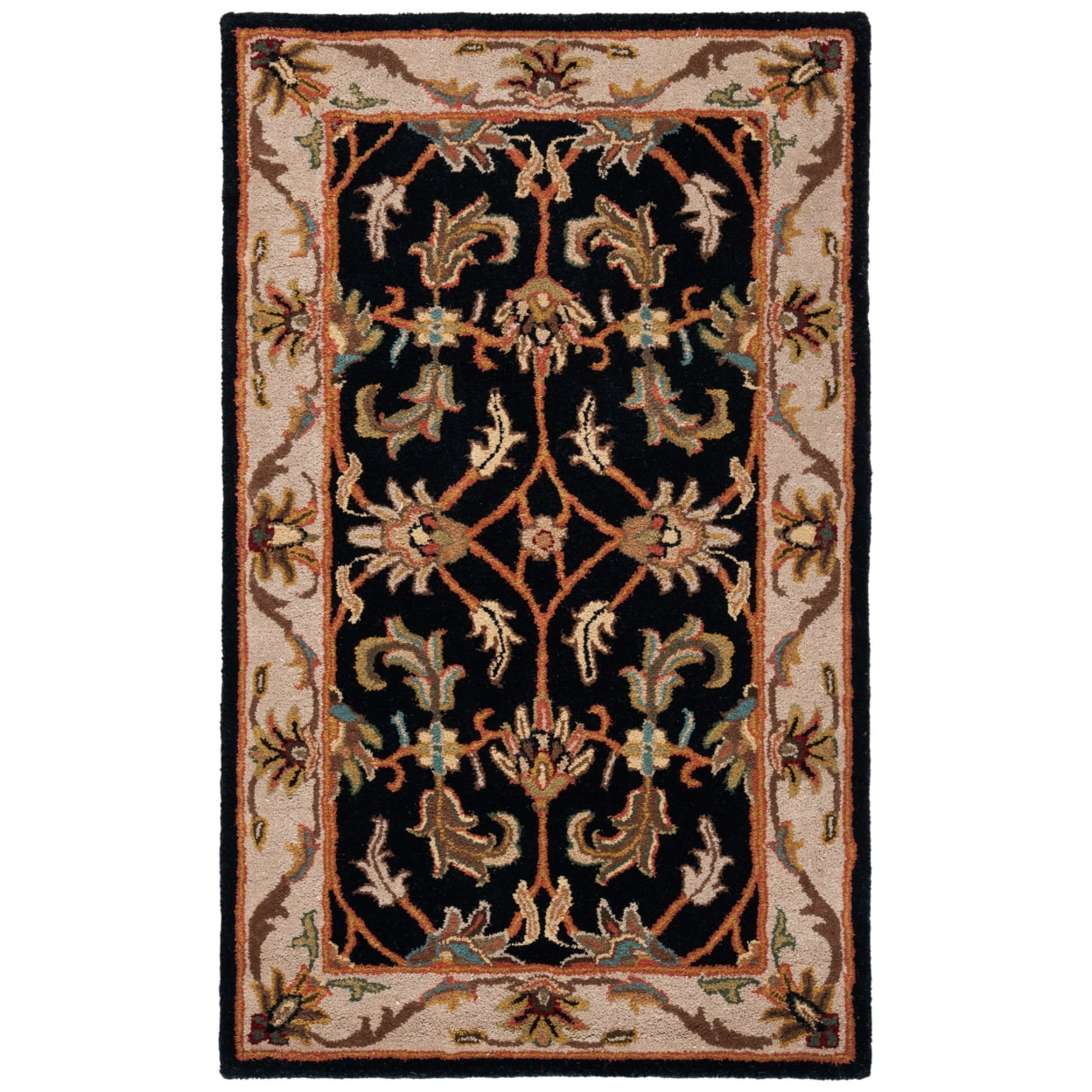 SAFAVIEH Heritage Valery Traditional Wool Area Rug, Black/Beige, 2'3" x 4'