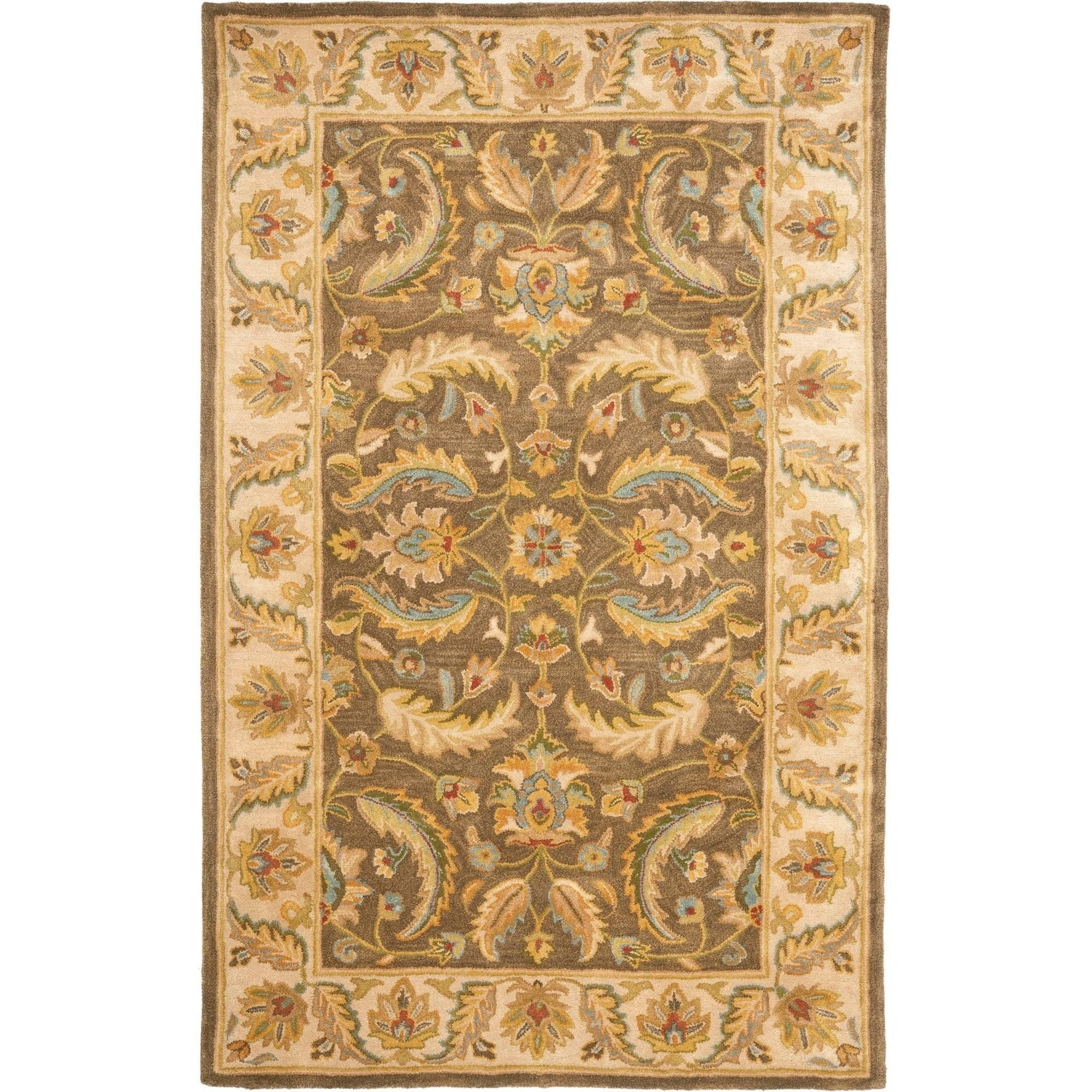 SAFAVIEH Heritage Wight Traditional Wool Area Rug, Green/Beige, 5' x 8'