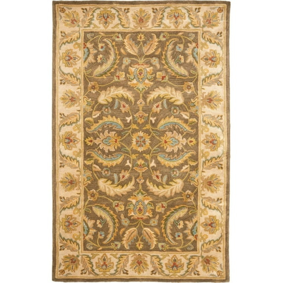 SAFAVIEH Heritage Wight Traditional Wool Area Rug, Green/Beige, 5' x 8'
