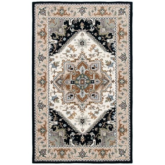 SAFAVIEH Heritage York Oriental Wool Area Rug, Beige/Navy, 6' x 9'