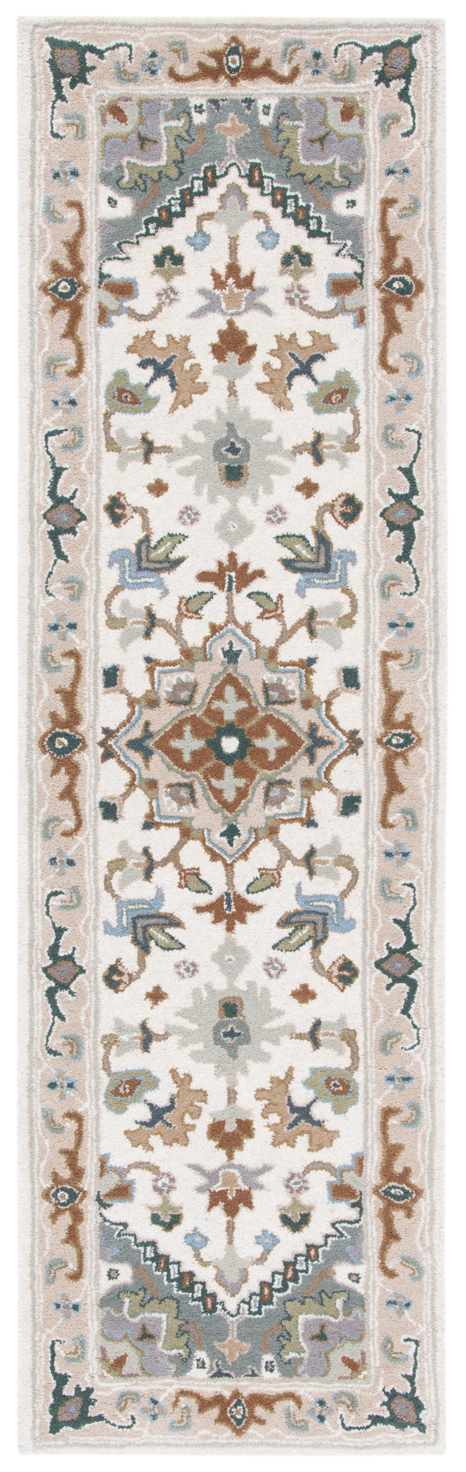 SAFAVIEH Heritage York Oriental Wool Runner Rug, Ivory/Light Blue, 2'3" x 18'