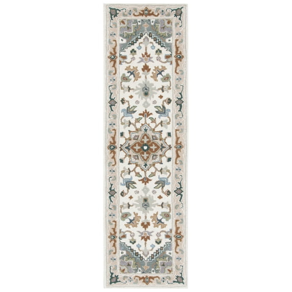 SAFAVIEH Heritage York Oriental Wool Runner Rug, Ivory/Light Blue, 2'3" x 18'