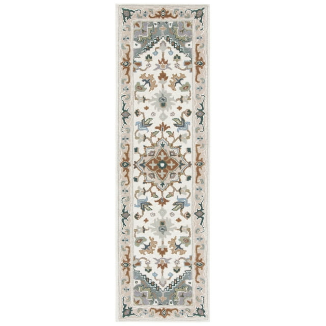 SAFAVIEH Heritage York Oriental Wool Runner Rug, Ivory/Light Blue, 2'3" x 18'