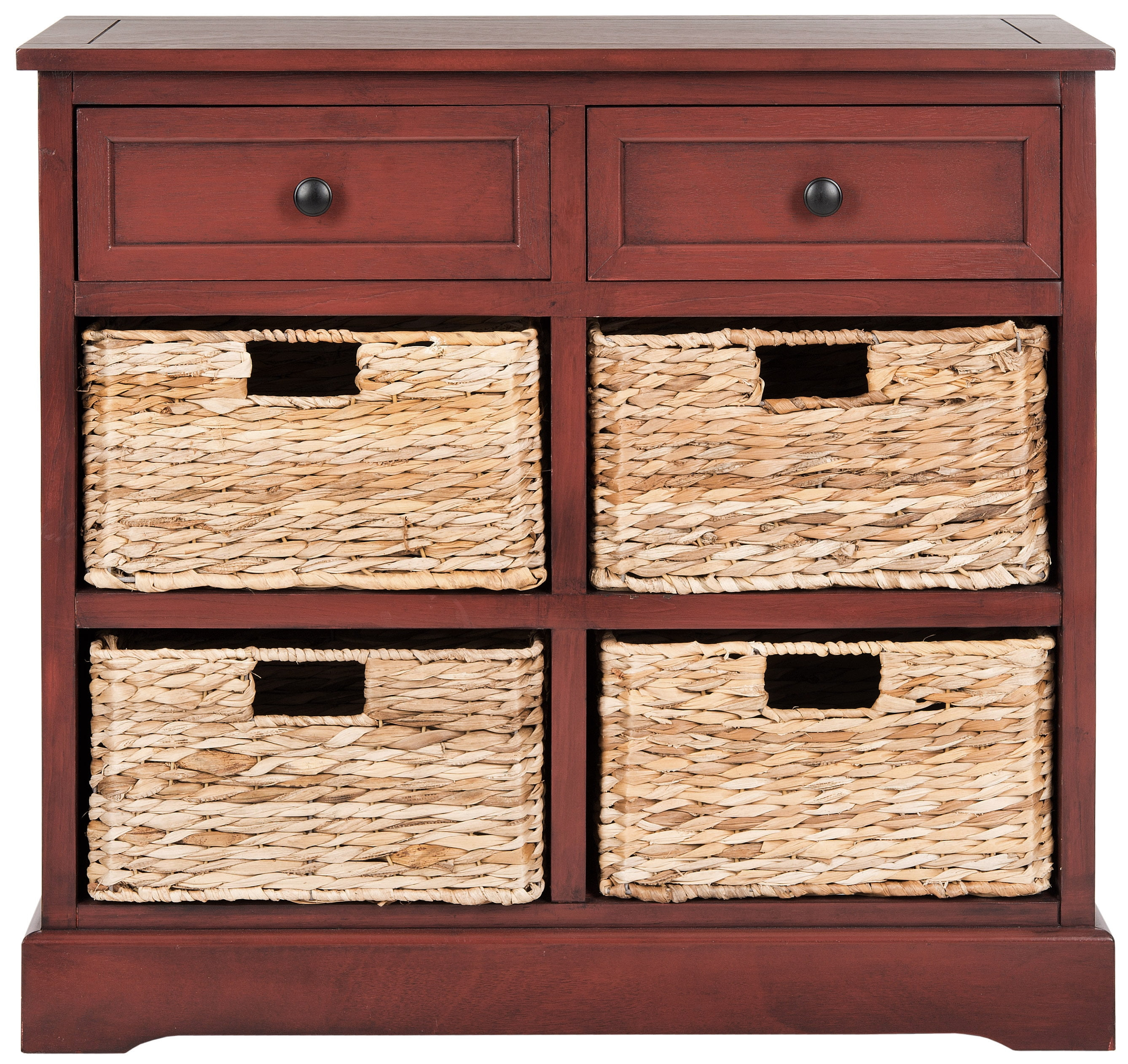 Herman Storage Unit with Wicker Baskets - Red - Safavieh.