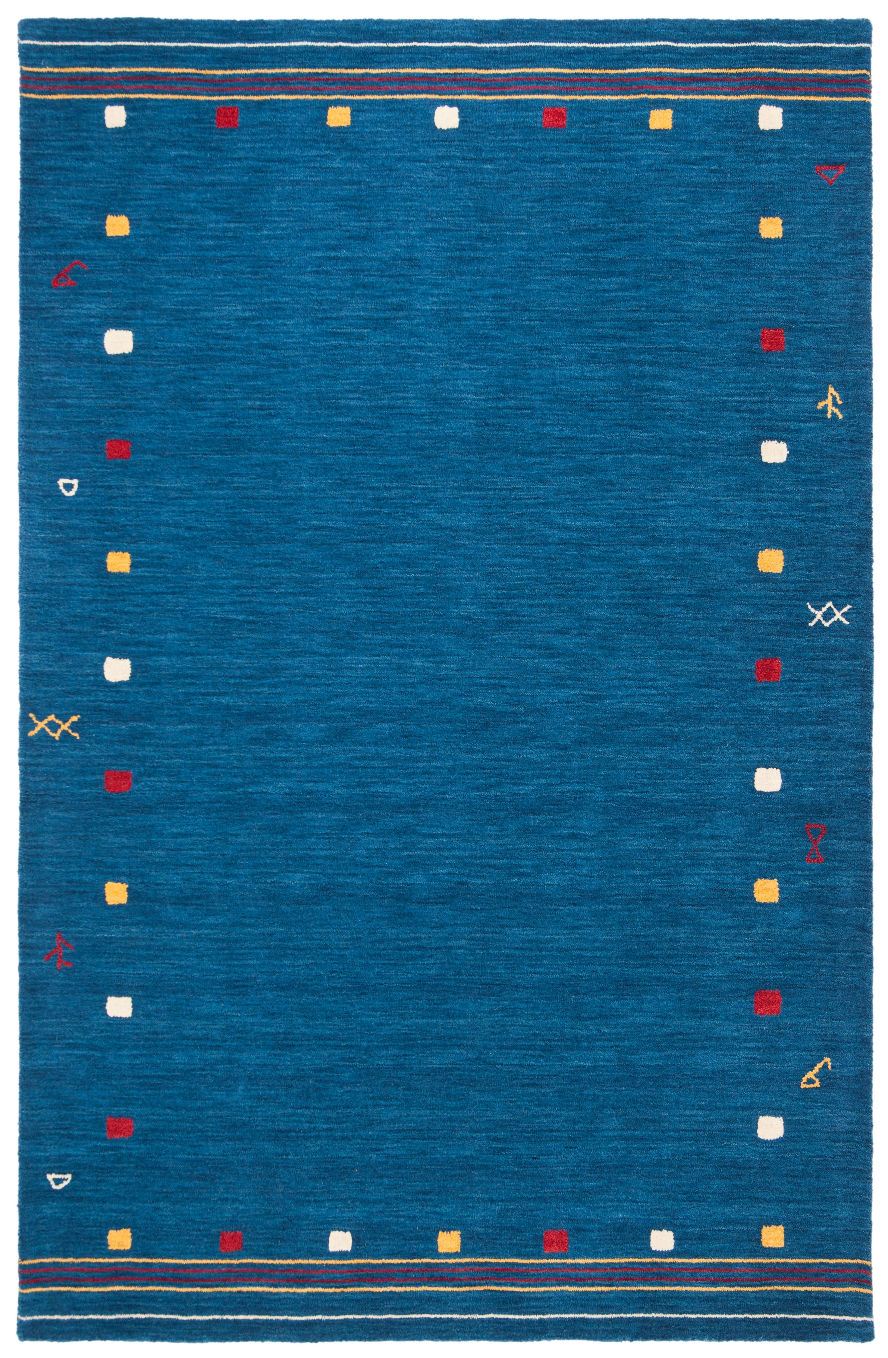 SAFAVIEH Himalaya Charmaine Solid Wool Area Rug, Blue, 6' x 9'