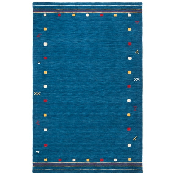 SAFAVIEH Himalaya Charmaine Solid Wool Area Rug, Blue, 6' x 9'