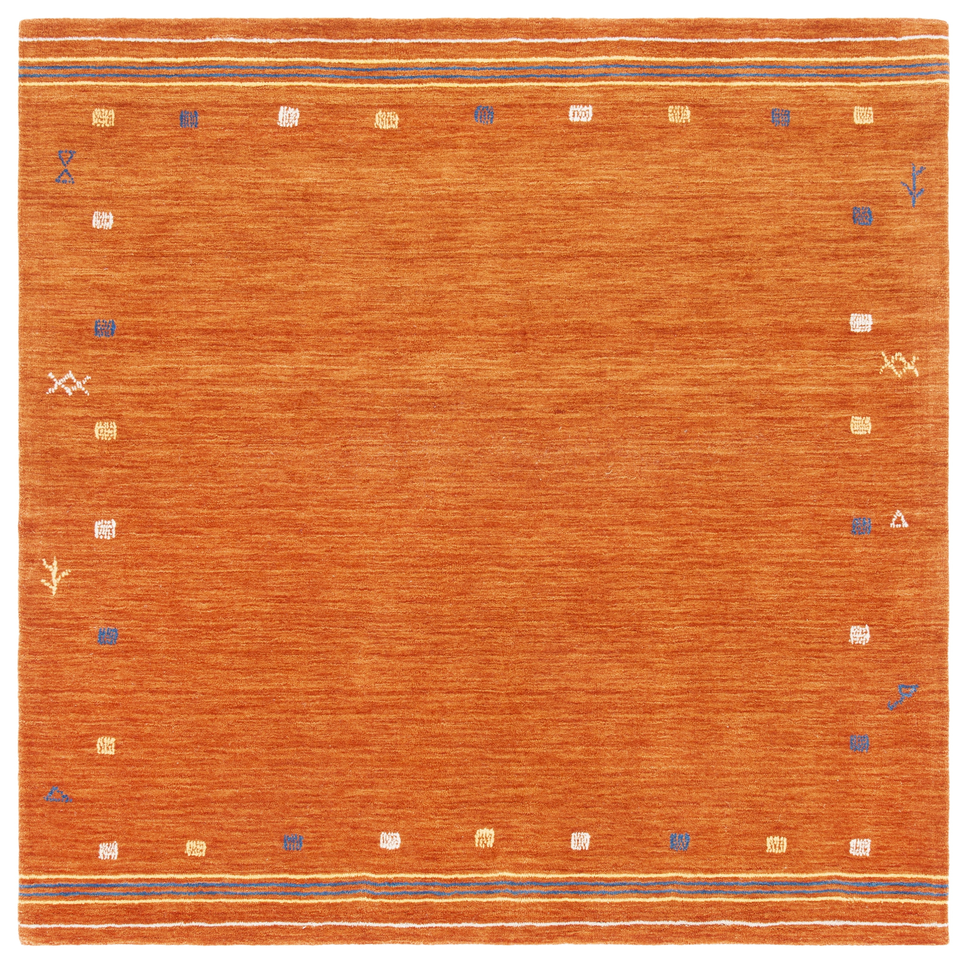 SAFAVIEH Himalaya Charmaine Solid Wool Area Rug, Rust, 8' x 8' Square