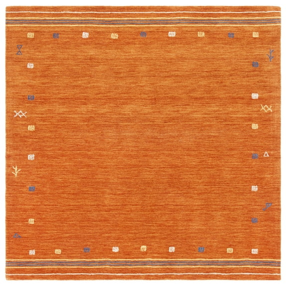 SAFAVIEH Himalaya Charmaine Solid Wool Area Rug, Rust, 8' x 8' Square