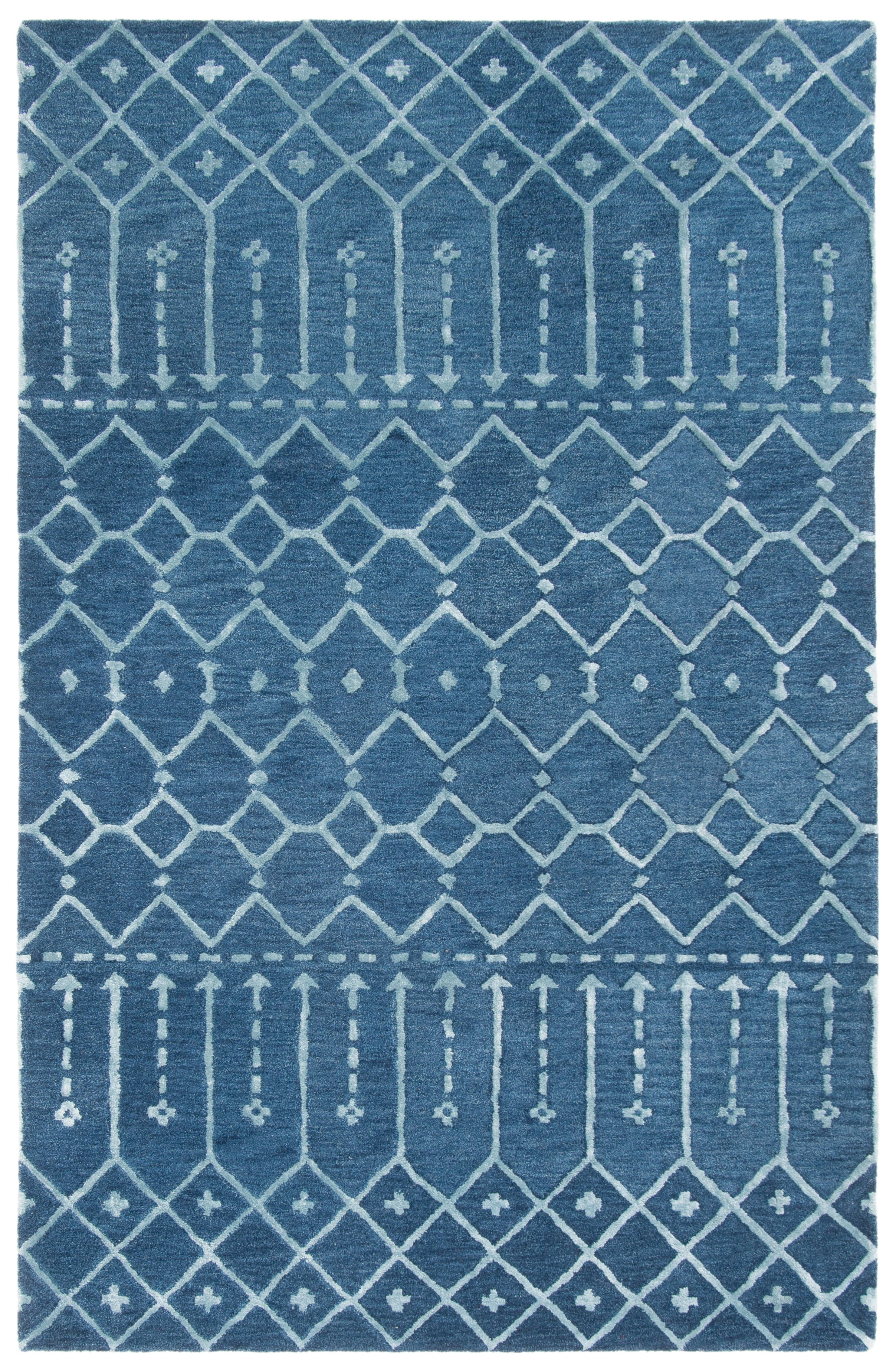 SAFAVIEH Himalaya Darin Geometric Wool Area Rug, Navy/Silver, 6' x 9'