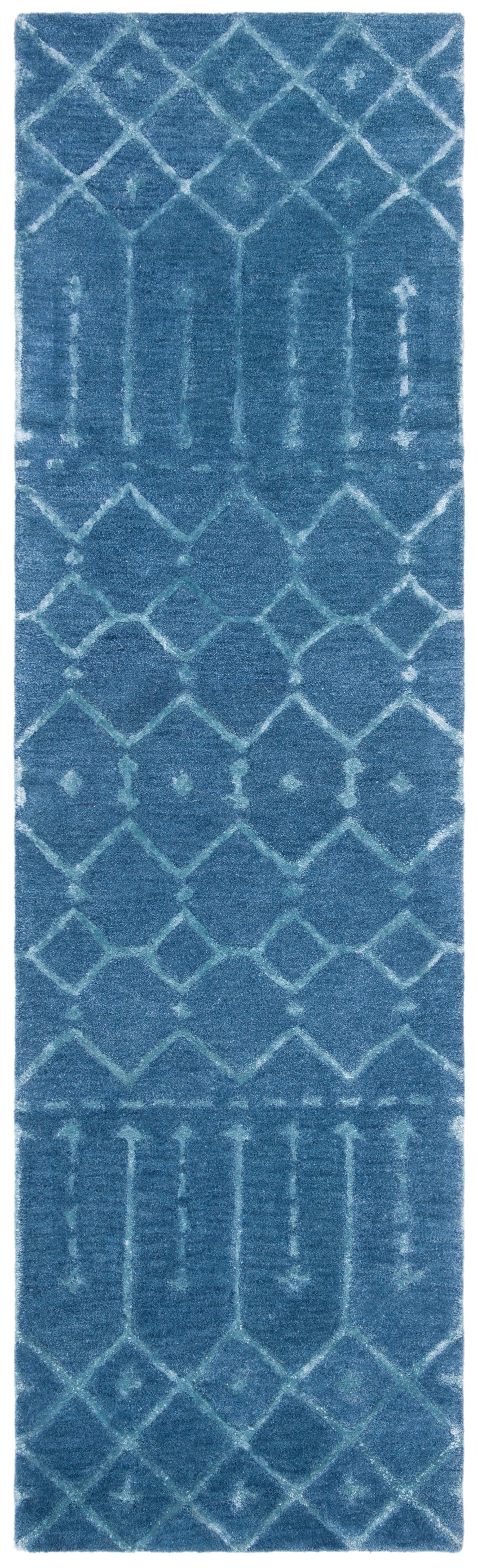 SAFAVIEH Himalaya Darin Geometric Wool Runner Rug, Navy/Silver, 2'3" x 16'