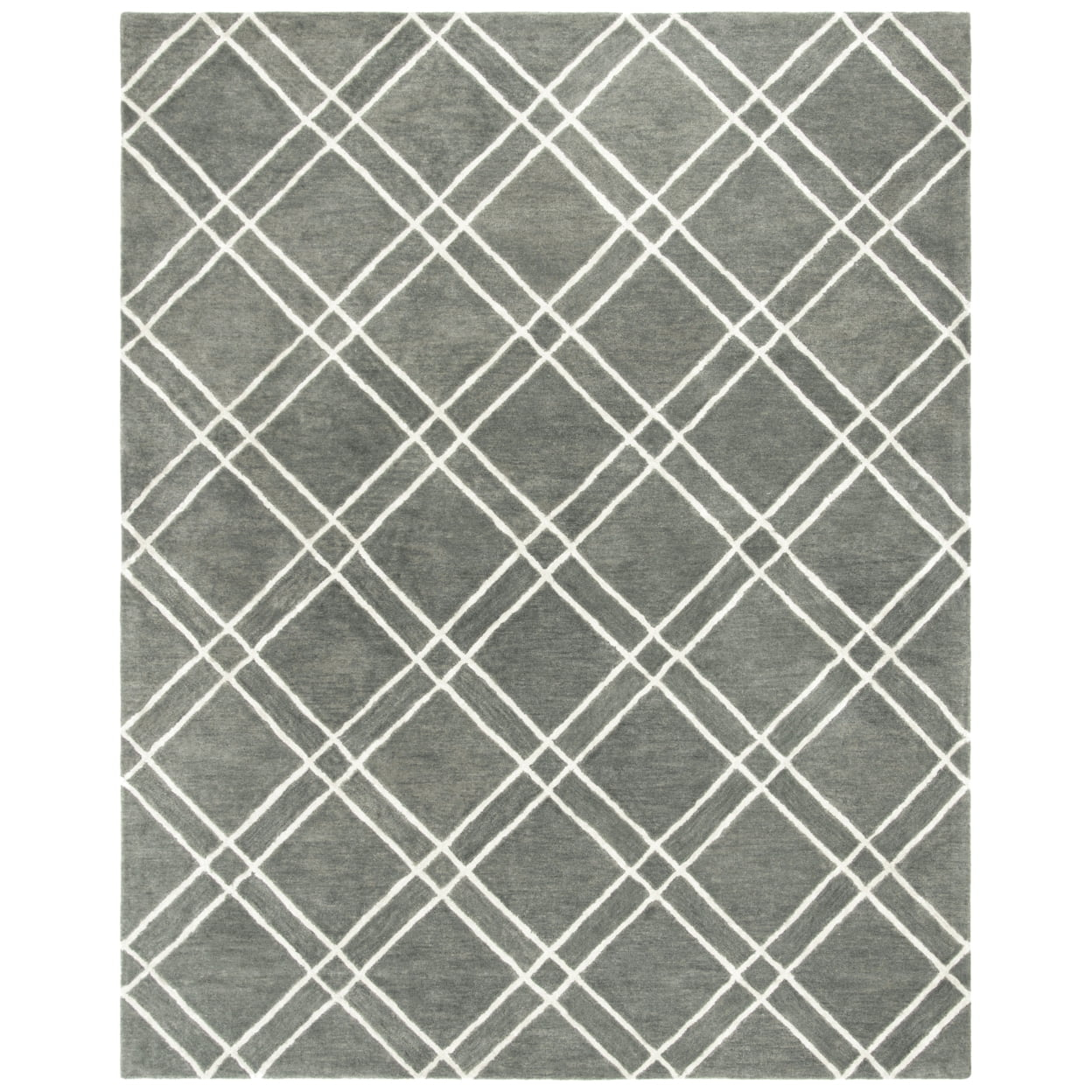 SAFAVIEH Himalaya Maralyn Geometric Wool Area Rug, Dark Grey/Ivory, 10' x 14'