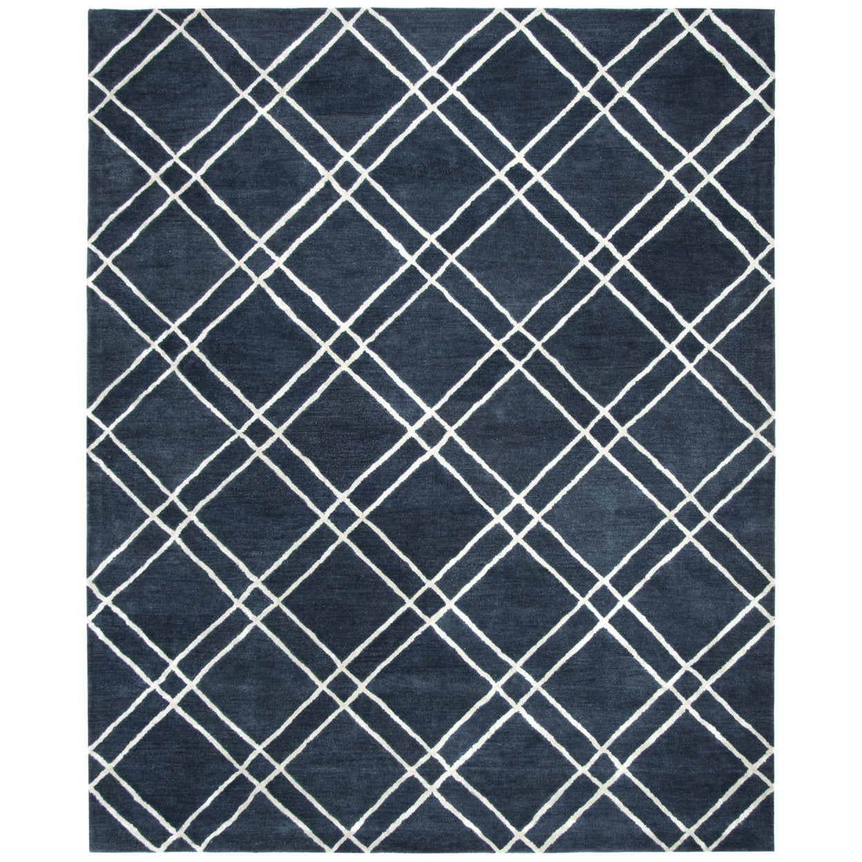 SAFAVIEH Himalaya Maralyn Geometric Wool Area Rug, Navy/Silver, 10' x 14'