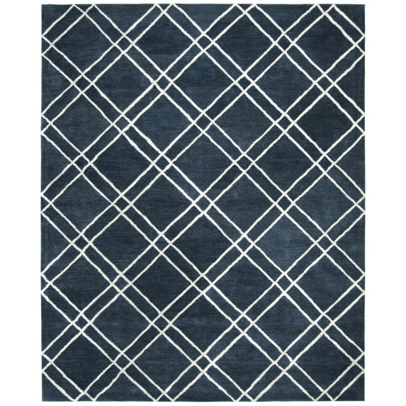 SAFAVIEH Himalaya Maralyn Geometric Wool Area Rug, Navy/Silver, 2' x 3'