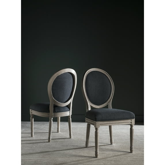 Holloway 19" H French Brasserie Oval Side Chair (Set of 2) - FOX6228 - Charcoal/Grey - Safavieh Couture