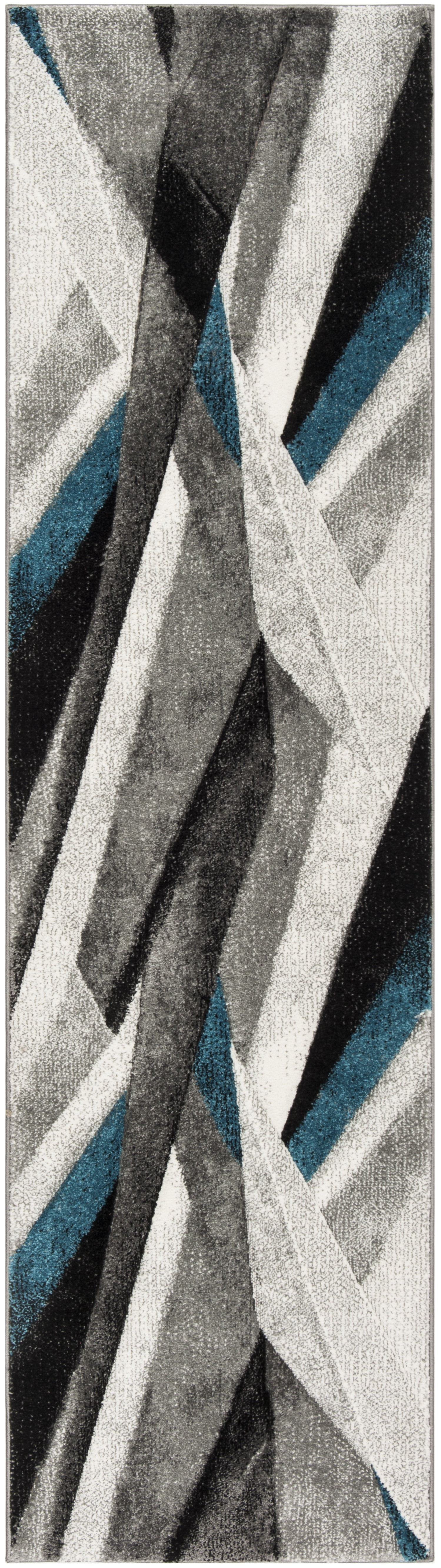 Hollywood HLW710 Power Loomed Runner Rug - Grey/Teal - 2'3"x14' - Safavieh.