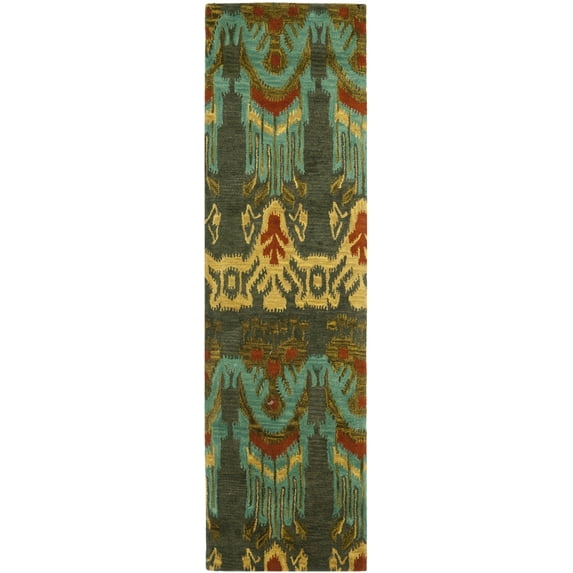SAFAVIEH Ikat Collection IKT464B Handmade Olive/Gold Rug
