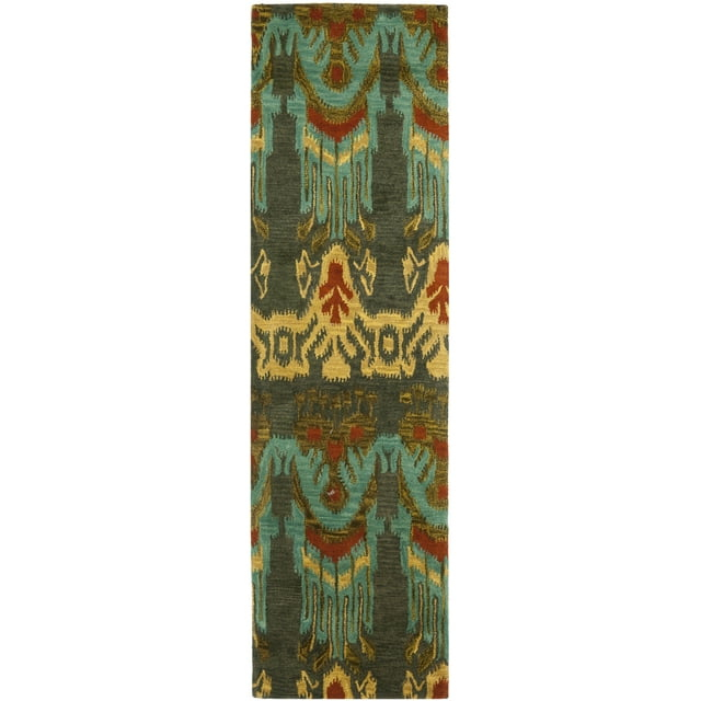 SAFAVIEH Ikat Collection IKT464B Handmade Olive/Gold Rug