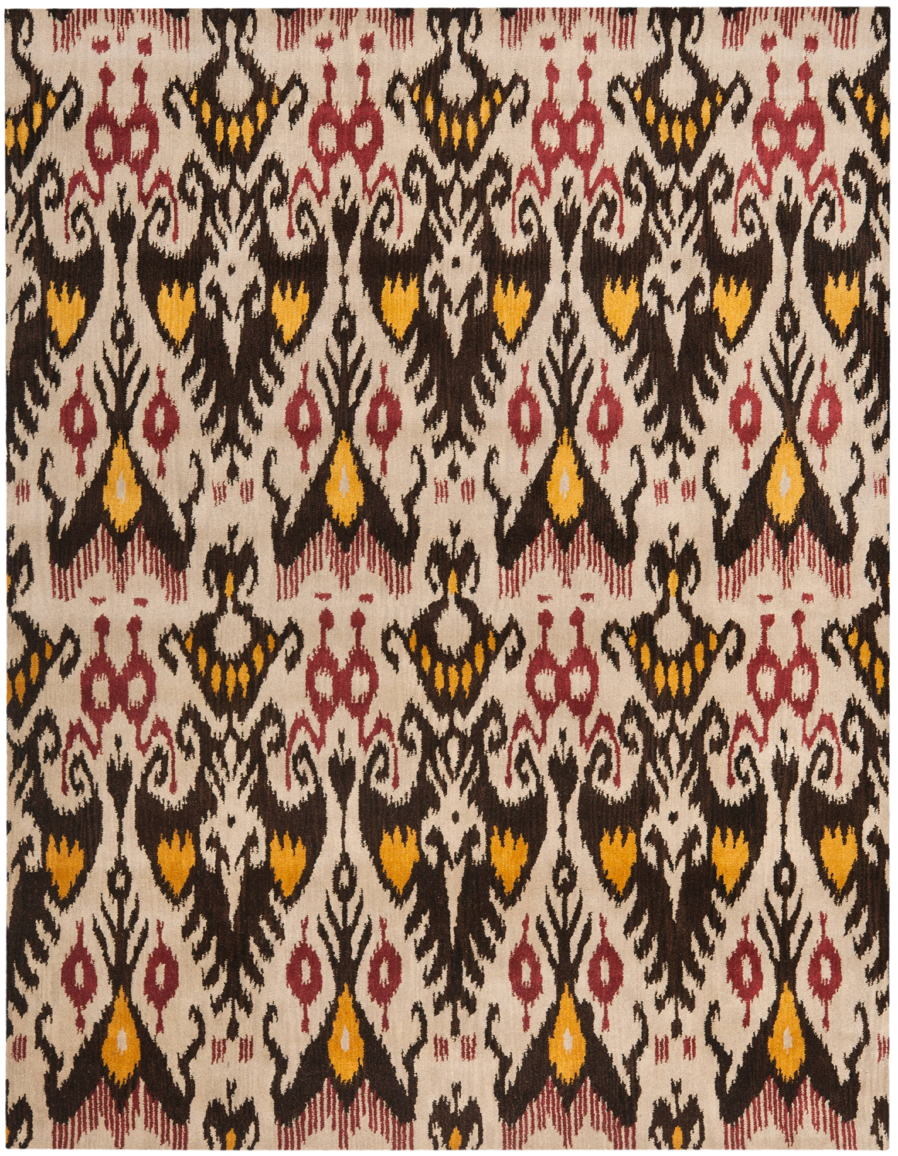 SAFAVIEH Ikat Emmeline Geometric Wool Area Rug, Beige/Brown, 8' x 10'