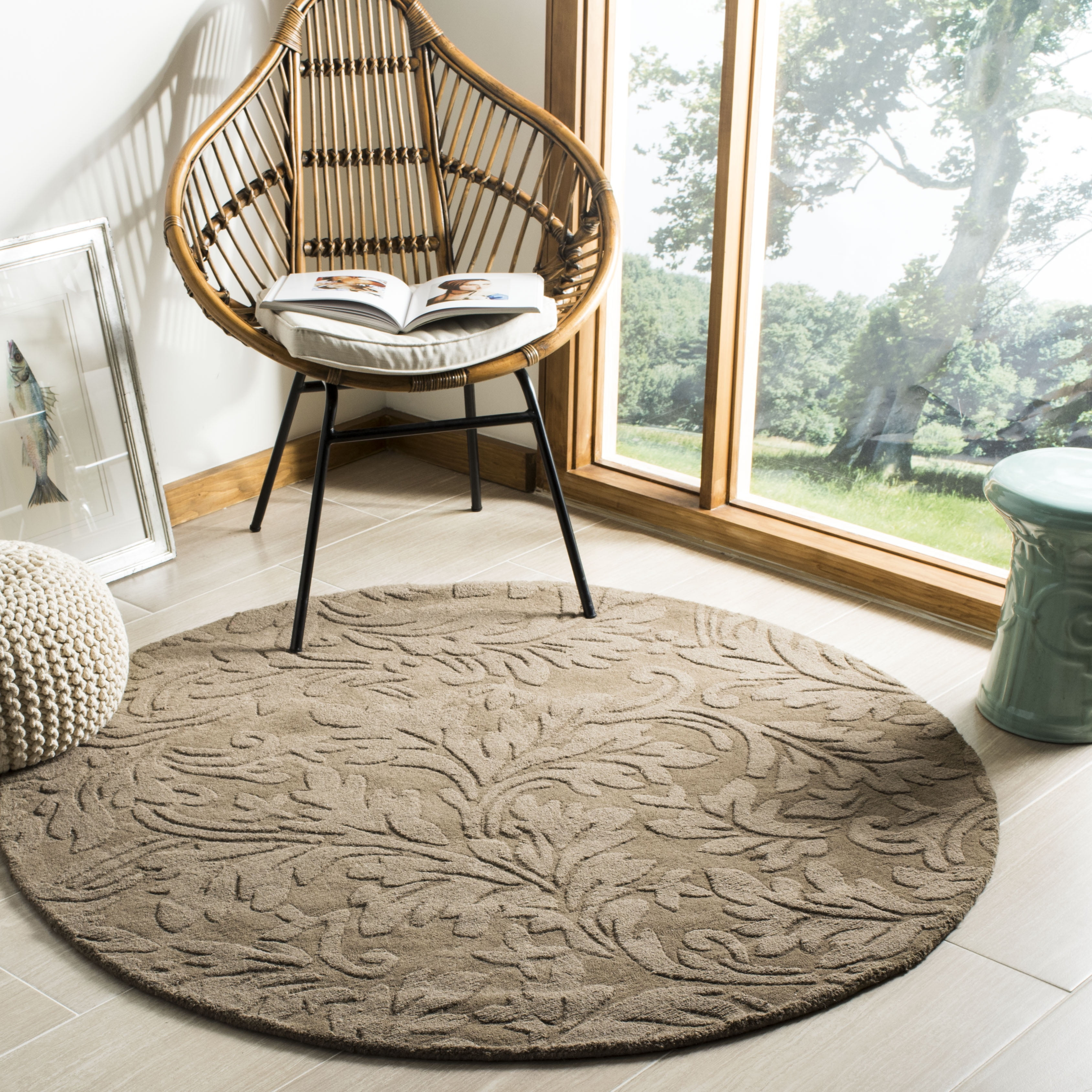 Impressions IM344 Hand Loomed Area Rug - Brown - 5' round - Safavieh.