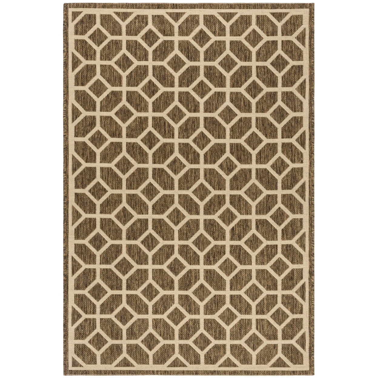 SAFAVIEH Beach House Kadri Geometric Indoor/Outdoor Area Rug, Beige/Cream, 2'2" x 4'