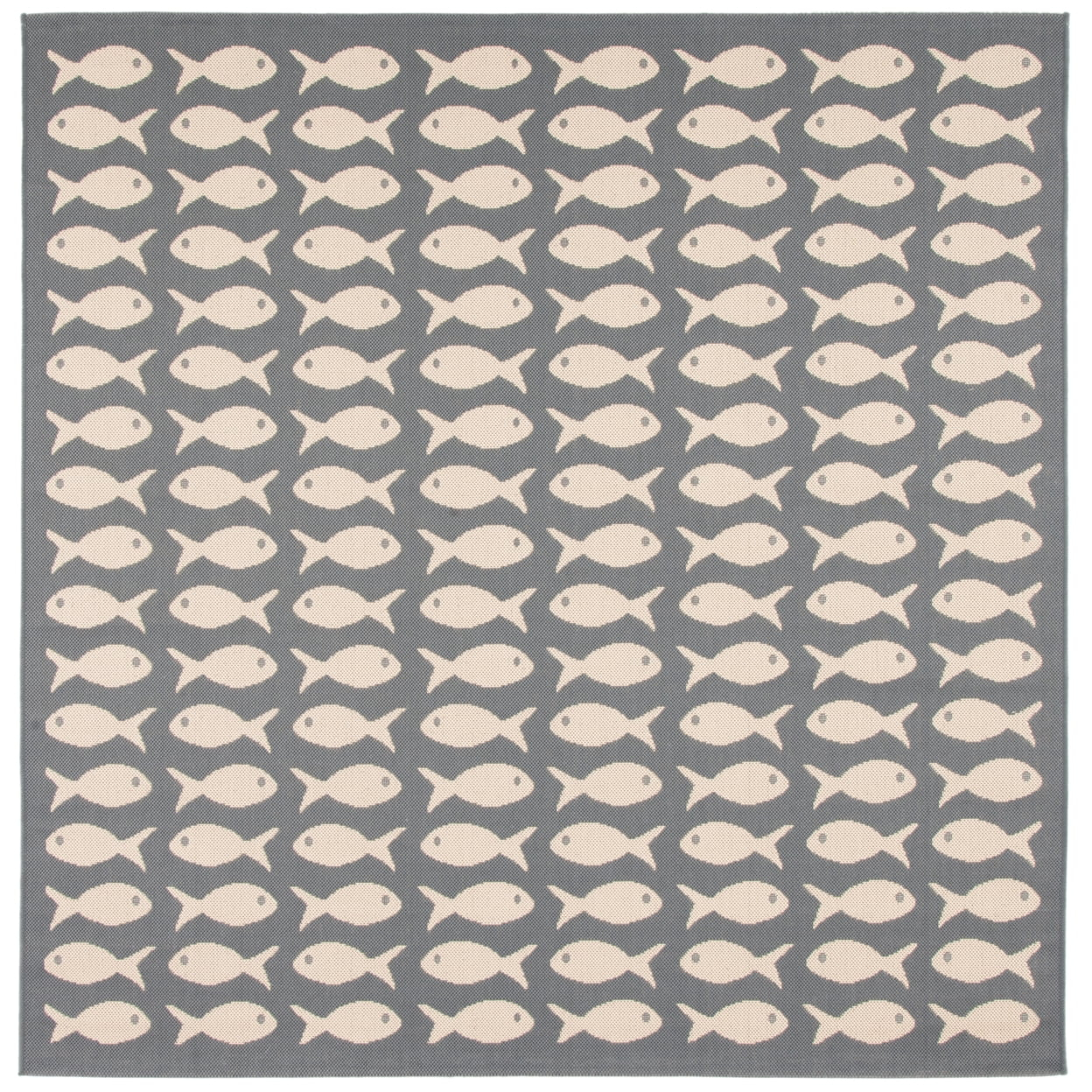 Courtyard CY6013 Power Loomed Indoor and Outdoor Area Rug - Grey/Beige - 4'x4' - Safavieh
