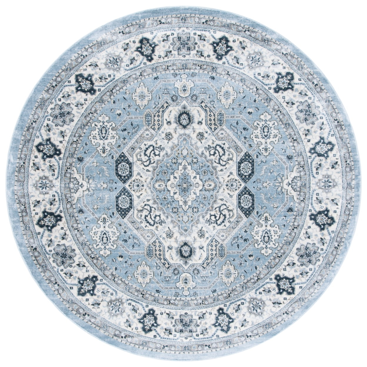 Isabella ISA916 Power Loomed Area Rug - Blue/Creme - 6'7" round - Safavieh.