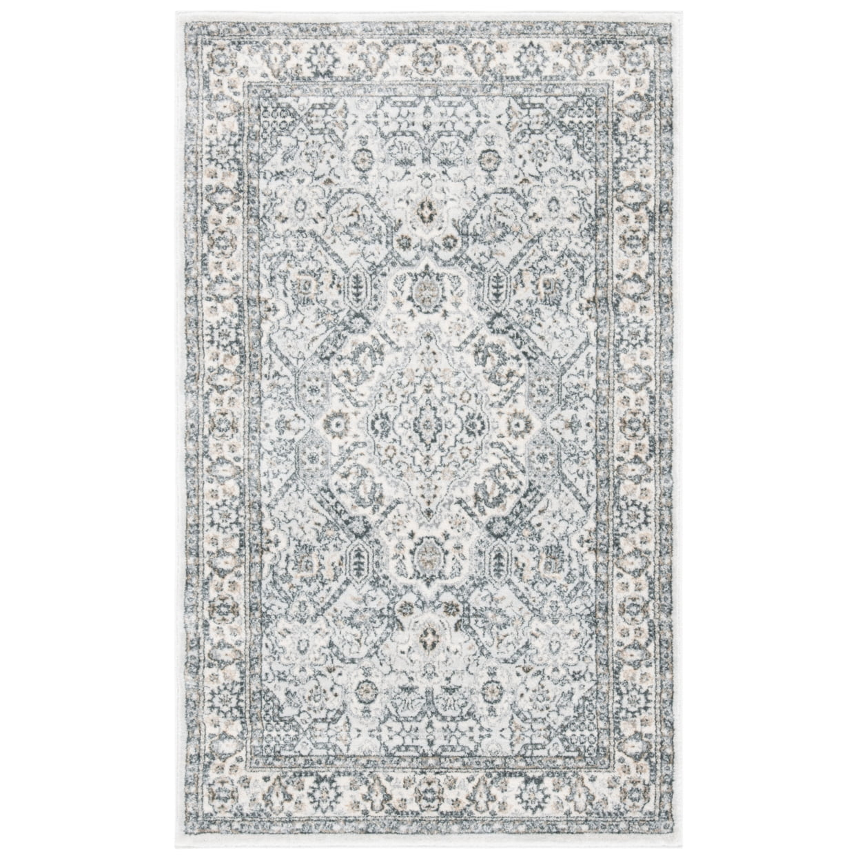 SAFAVIEH Isabella Zander Floral Bordered Area Rug, Grey/Cream, 3' x 5'