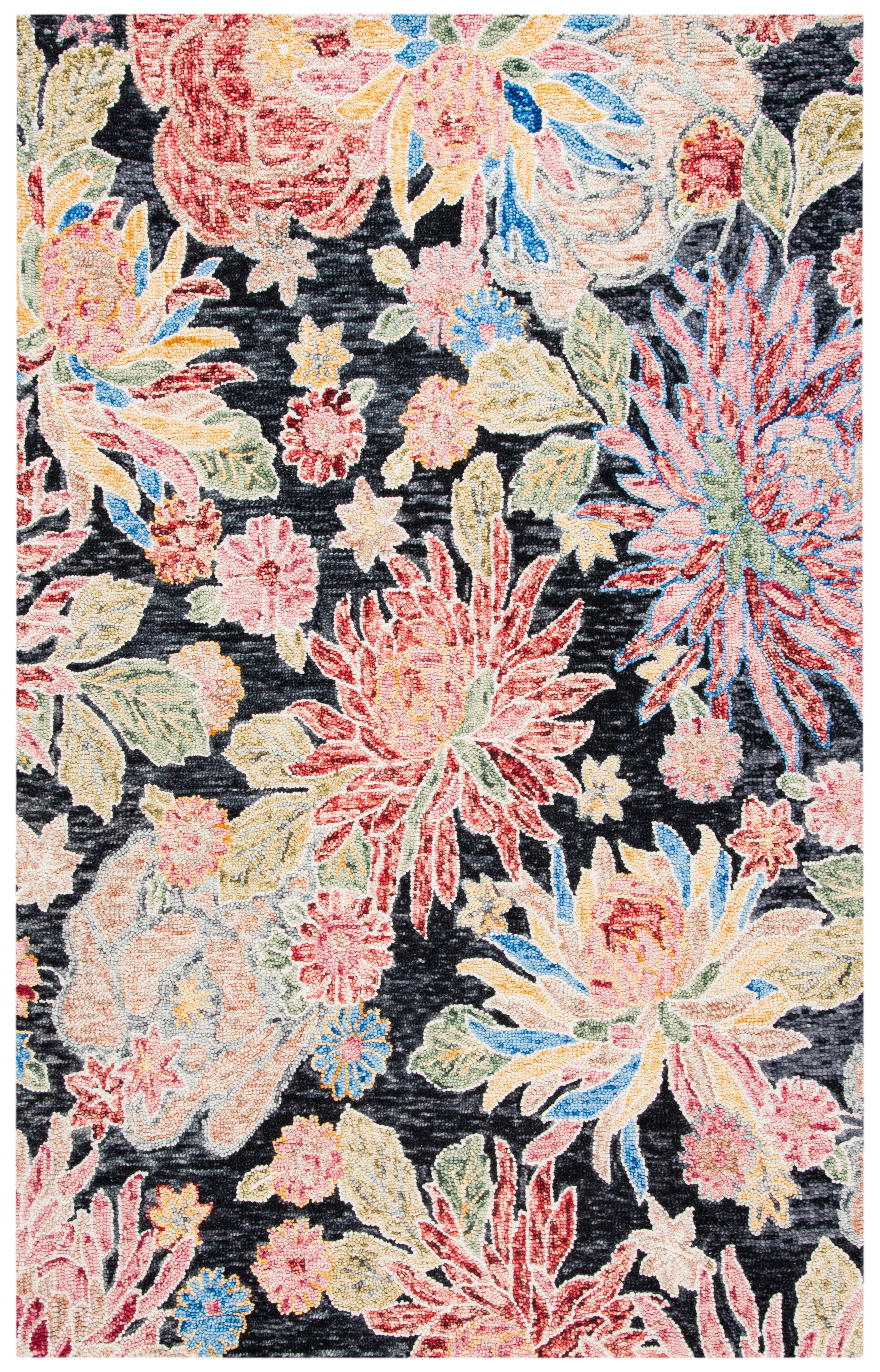 SAFAVIEH Jardin Dahila Floral Area Rug, Charcoal/Red, 4' x 6'