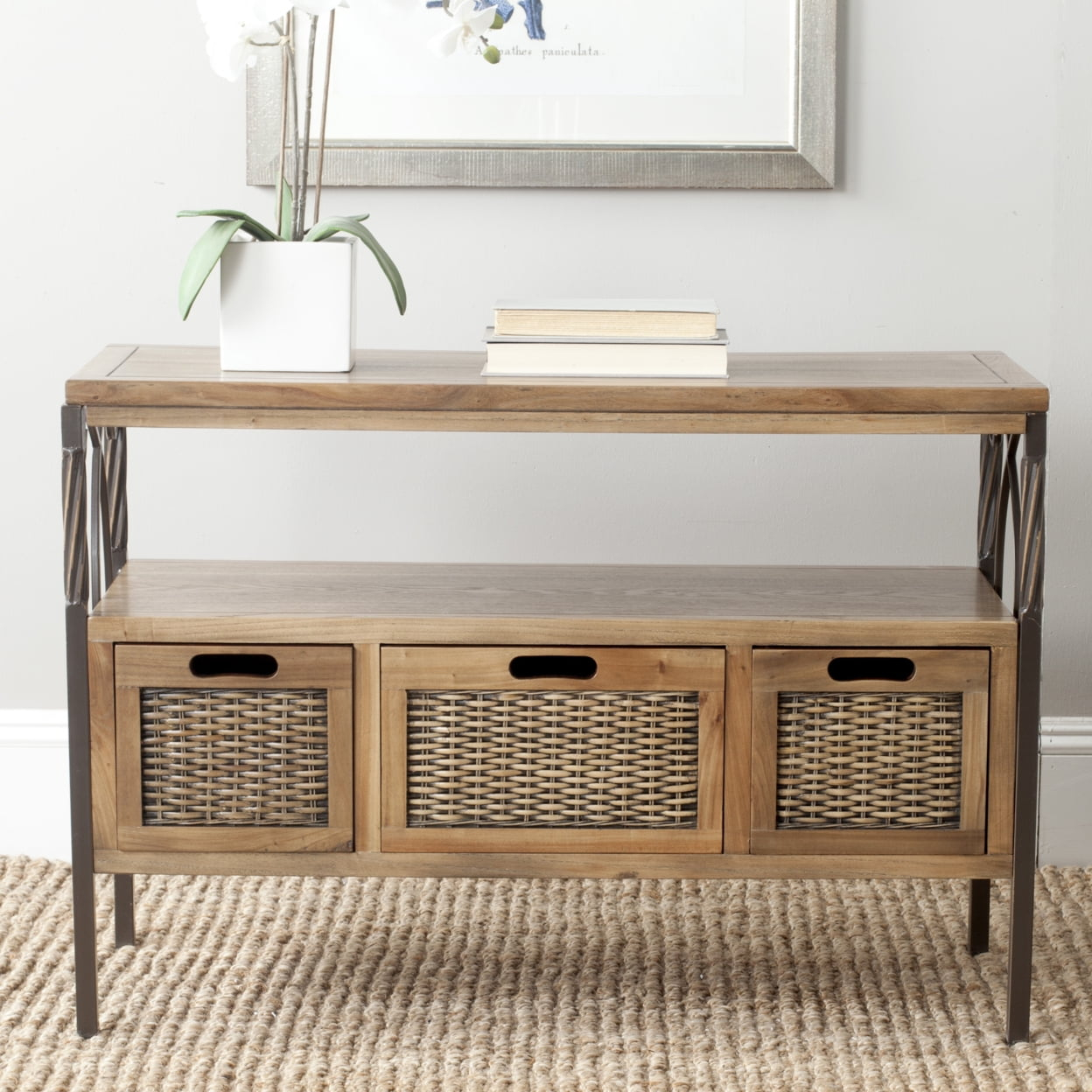 Joshua Media Console Table - Oak - Safavieh