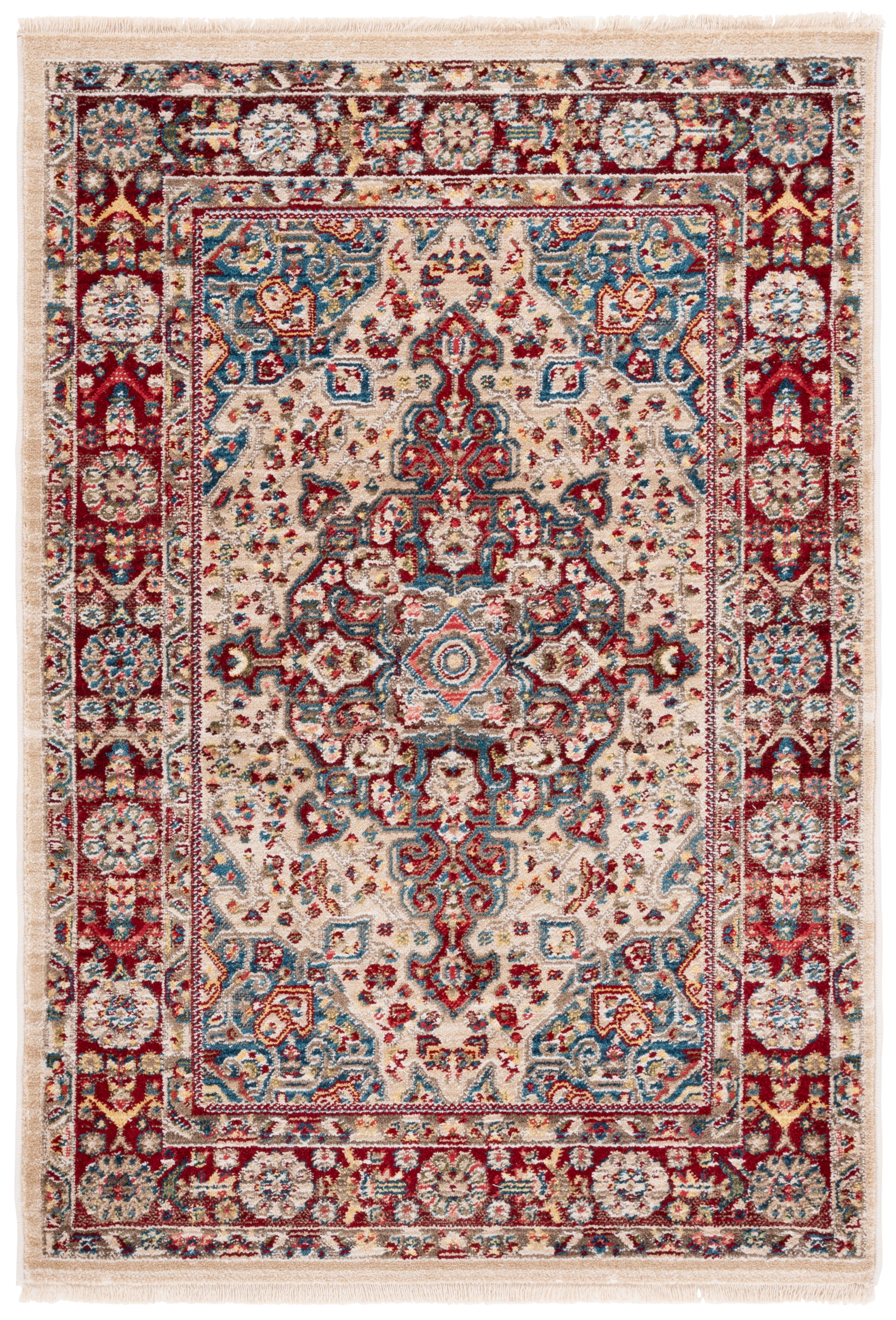 Kashan KSN305 Power Loomed Accent Rug - Ivory/Red - 2'6"x4' - Safavieh.