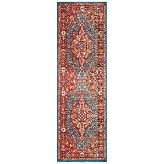 SAFAVIEH Kashan Pema Oriental Runner Rug, Blue/Red, 2'6" x 12'