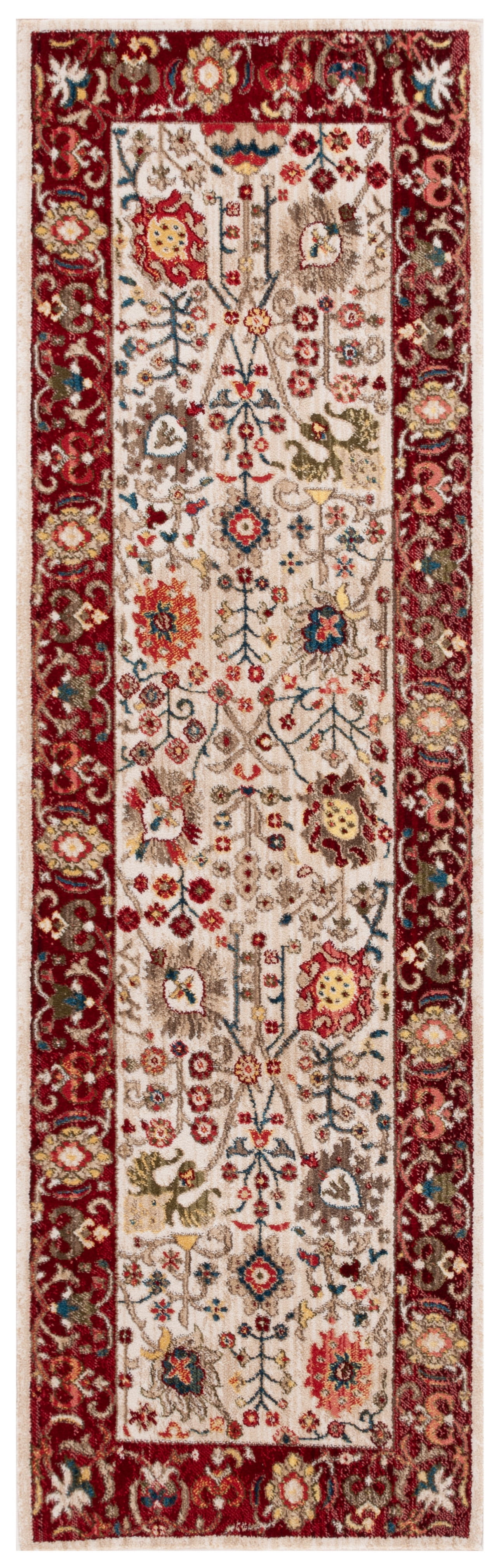 SAFAVIEH Kashan Vaska Oriental Runner Rug, Ivory/Red, 2'6" x 14'