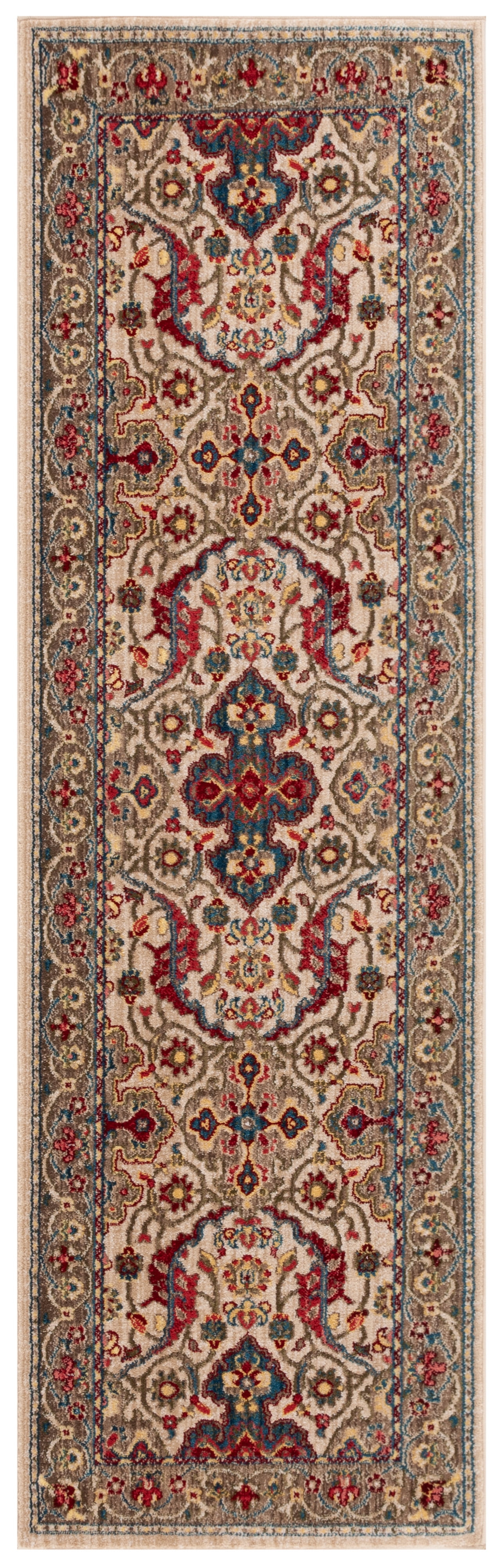 SAFAVIEH Kashan Vincent Oriental Runner Rug, Ivory/Taupe, 2'6" x 10'