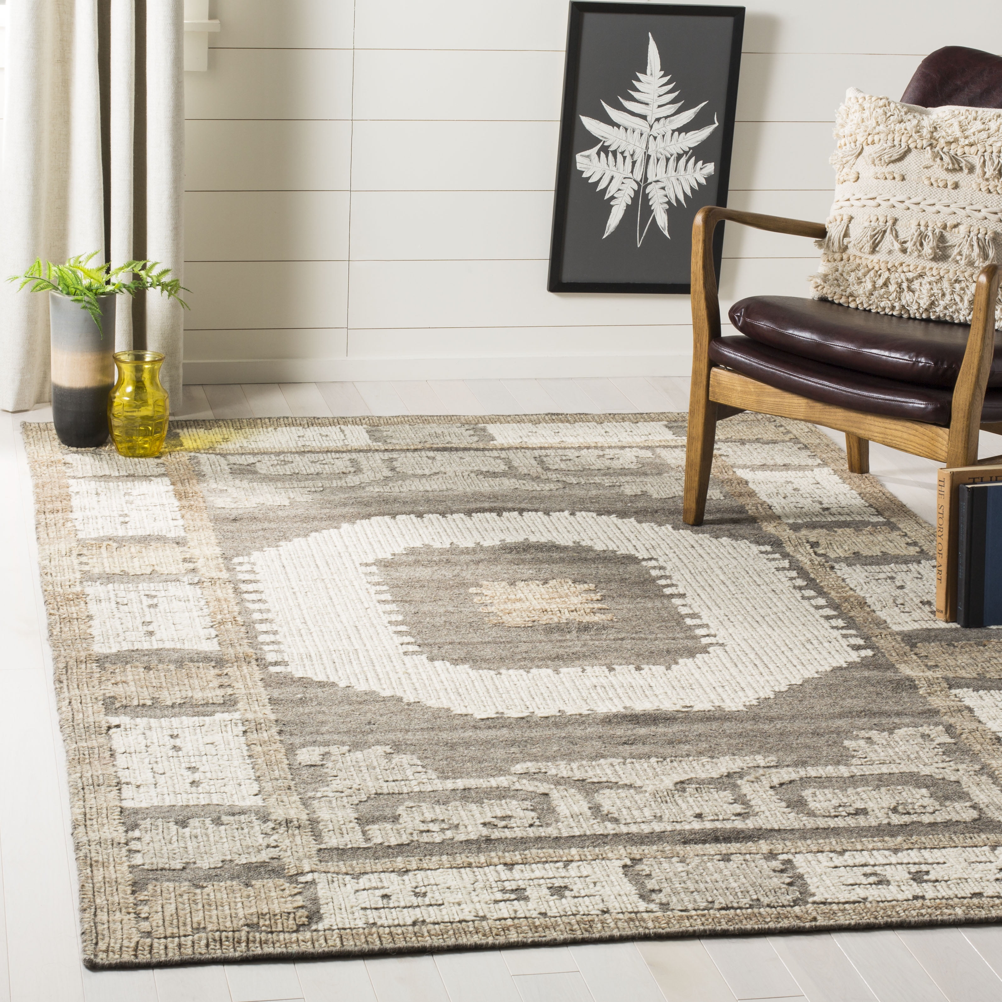 Kenya KNY313 Hand Knotted Accent Rug - Ivory/Brown - 3'x5' - Safavieh.