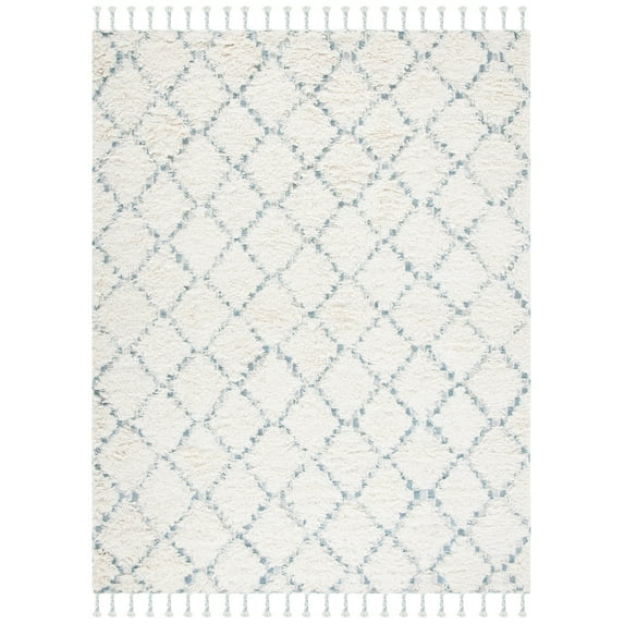 Kenya With Tassel KNY604 Hand Knotted Area Rug - Blue/Ivory - 8'x10' - Safavieh