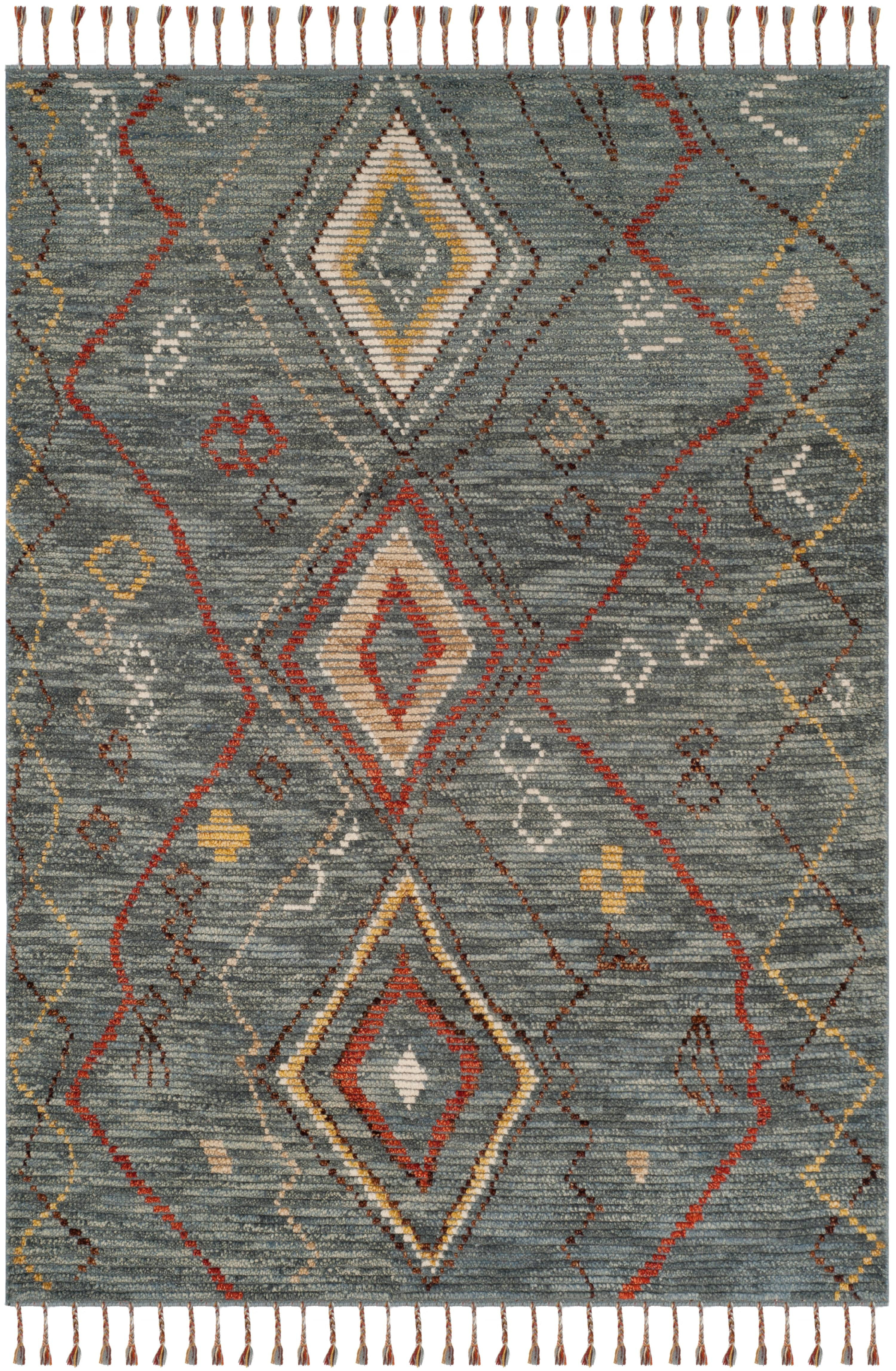 Raeleigh Hand Knotted Wool/Cotton Southwestern Rug in Gray