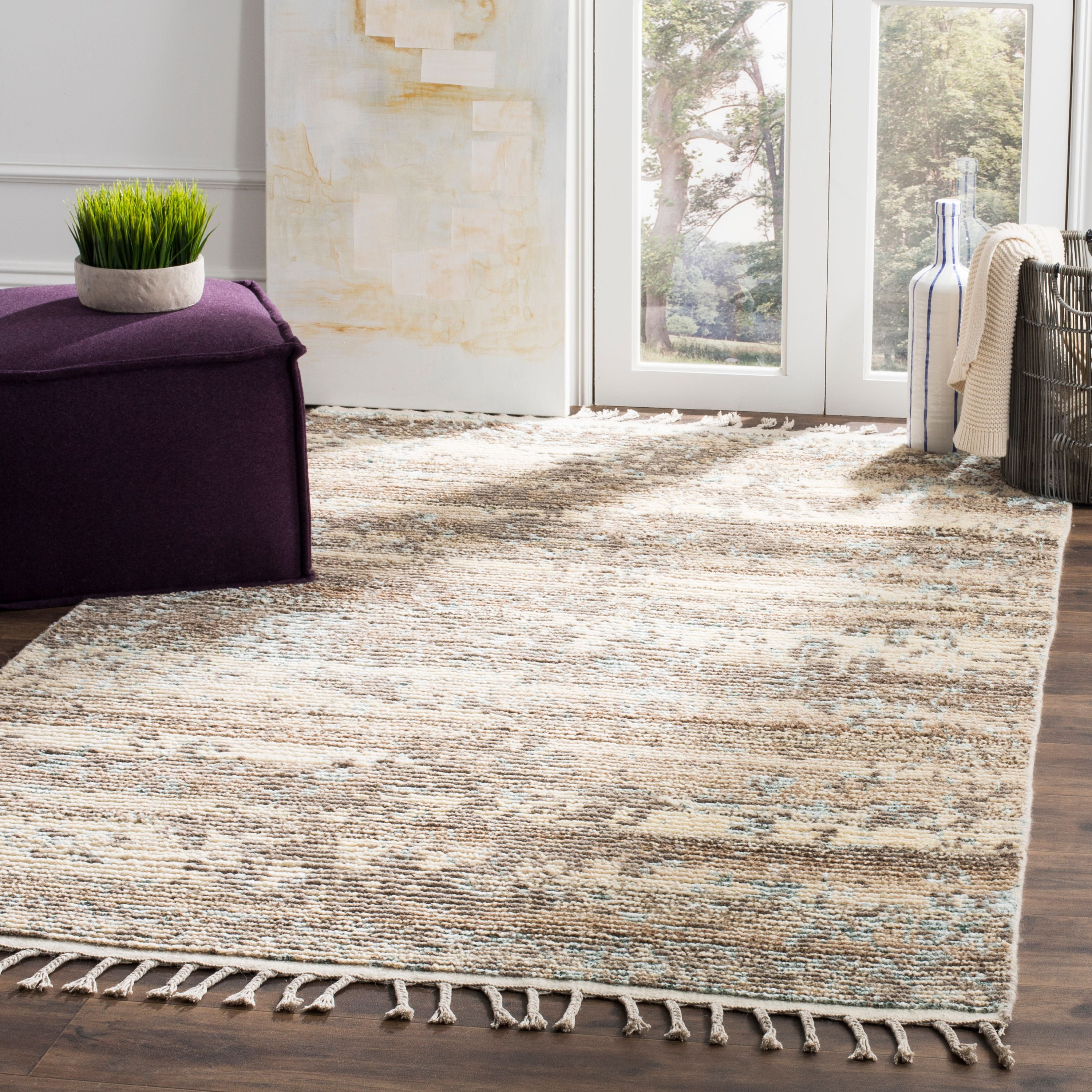 Kenya KNY114 Hand Knotted Area Rug - Beige/Silver - 8'x10' - Safavieh.