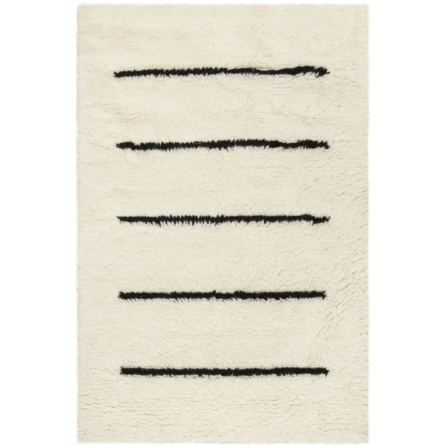SAFAVIEH Kenya Siomha Striped Area Rug, Ivory/Black, 3' x 5'