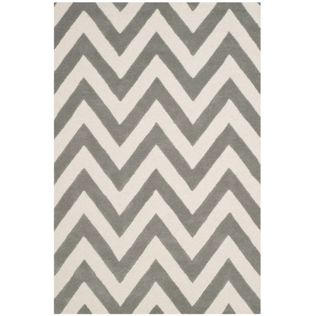 SAFAVIEH Kids Basic Chevron Wool Area Rug, Grey/Ivory, 3' x 5'