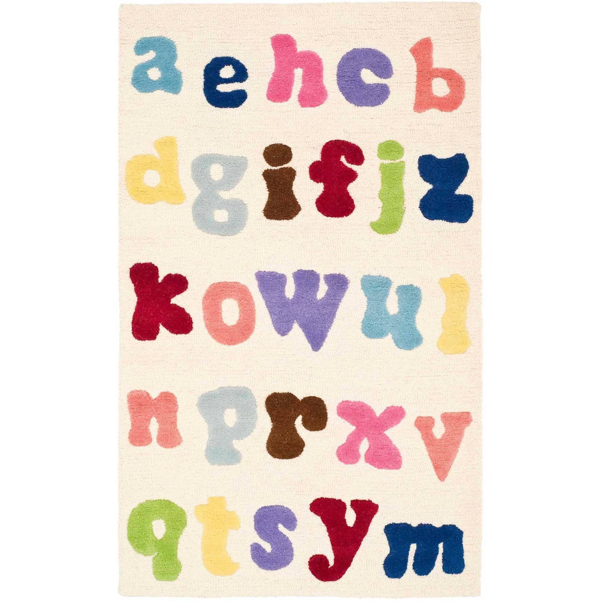 SAFAVIEH Kids Ryker Alphabet Area Rug, Ivory/Multi, 4' x 6'