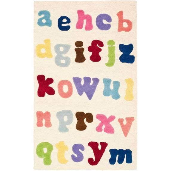 SAFAVIEH Kids Ryker Alphabet Area Rug, Ivory/Multi, 4' x 6'