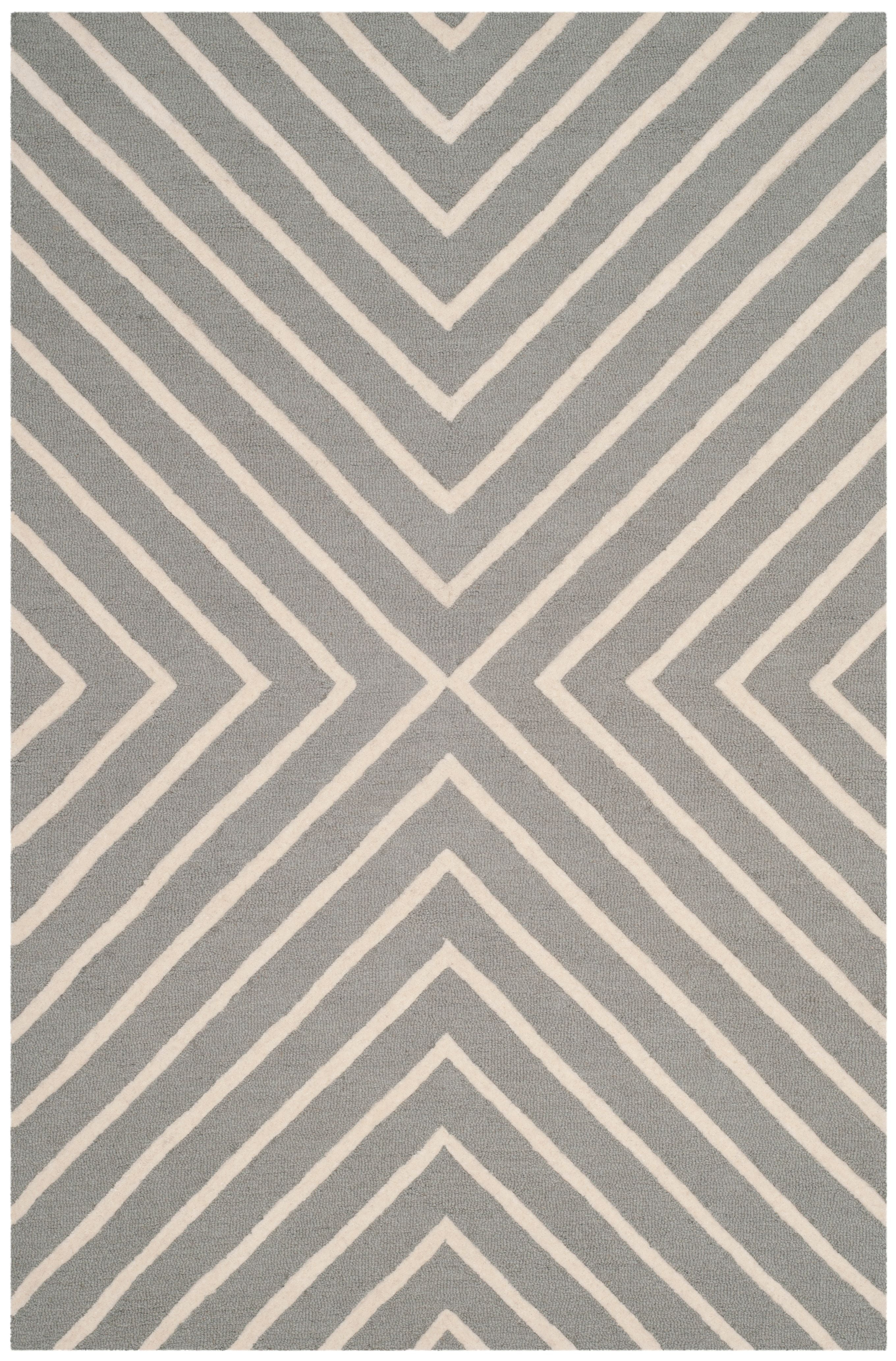 SAFAVIEH Kids X Pattern Wool Area Rug, Grey/Ivory, 3' x 5'