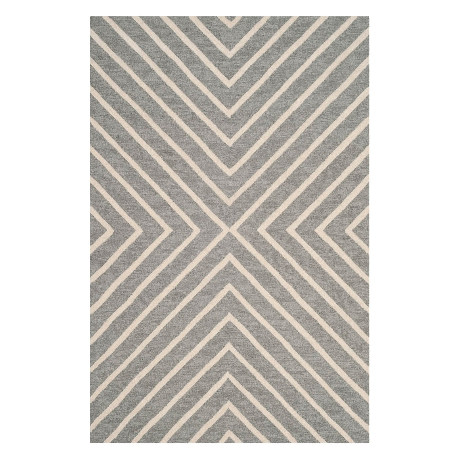 SAFAVIEH Kids X Pattern Wool Area Rug, Grey/Ivory, 6' x 9'