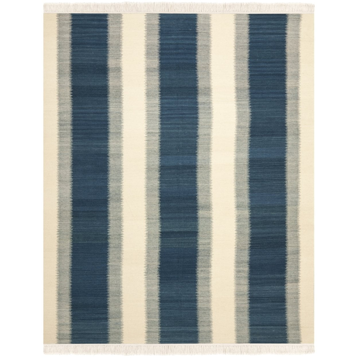 SAFAVIEH Kilim Colten Solid Striped Wool Area Rug, Blue/Ivory, 5' x 8'