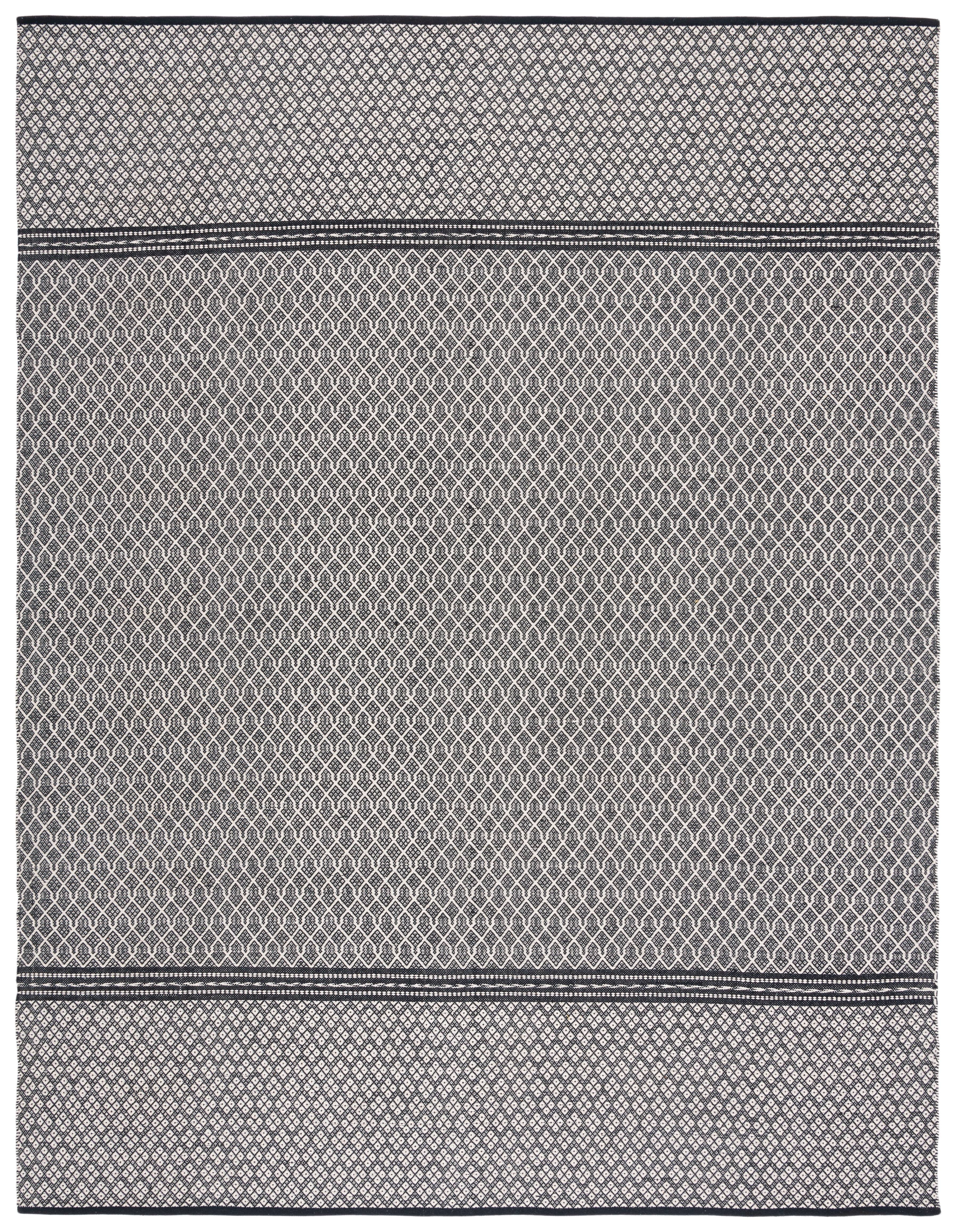 SAFAVIEH Kilim Kadri Geometric Cotton Area Rug, Black/Ivory, 9' x 12'