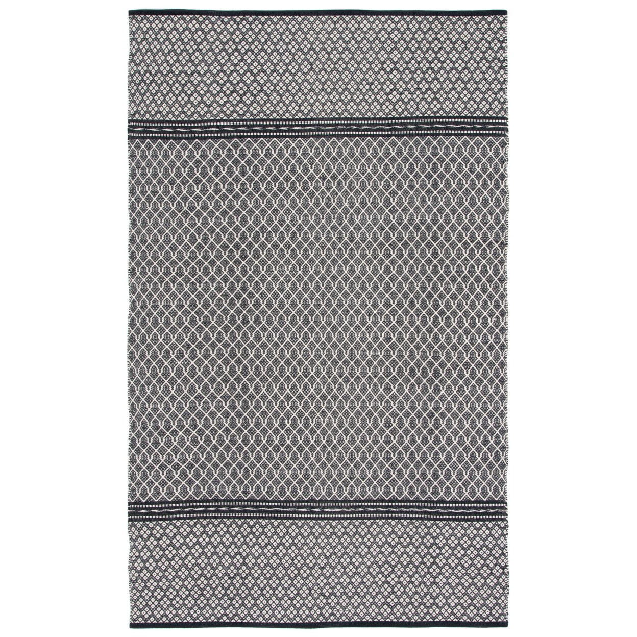 SAFAVIEH Kilim Kadri Geometric Cotton Area Rug, Black/Ivory, 9' x 12'