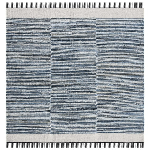 SAFAVIEH Kilim Sharlene Striped Area Rug, Blue/Ivory, 6' x 6' Square